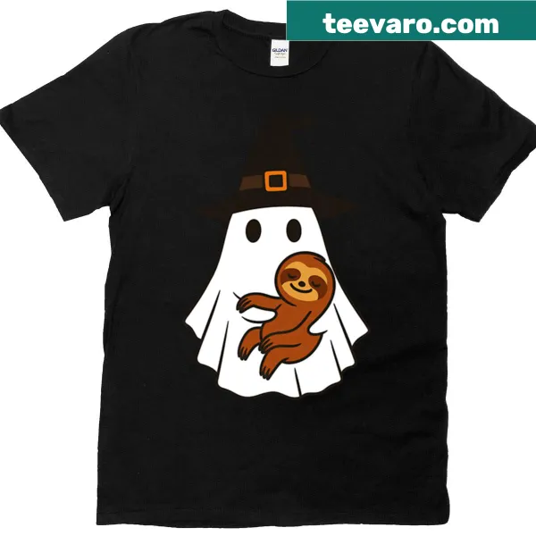 Cute sloth ghost in a witch hat for Halloween