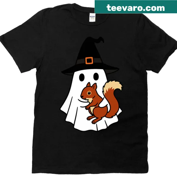 Cute squirrel in a witch hat illustration for Halloween kids t-shirt