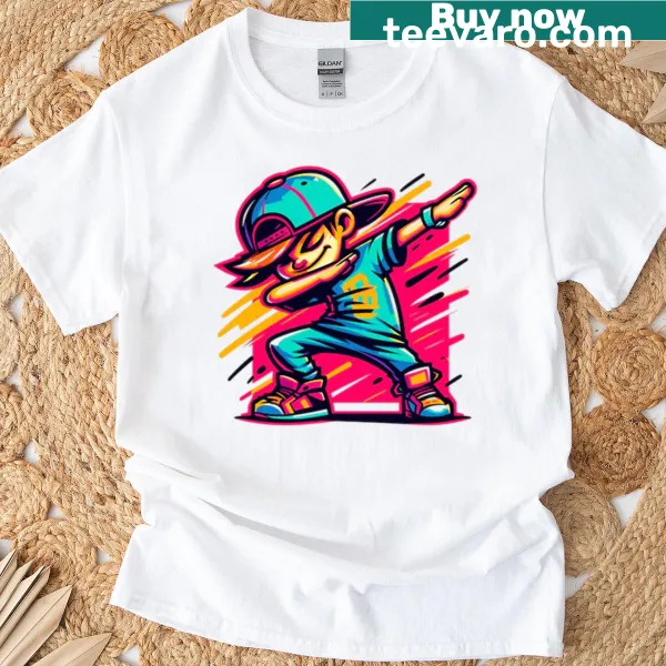 Playful T-shirt featuring a character dabbing with 'Stay Cool' text