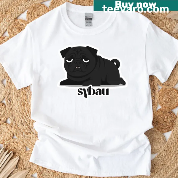 Funny black pug expression illustration on a T-shirt