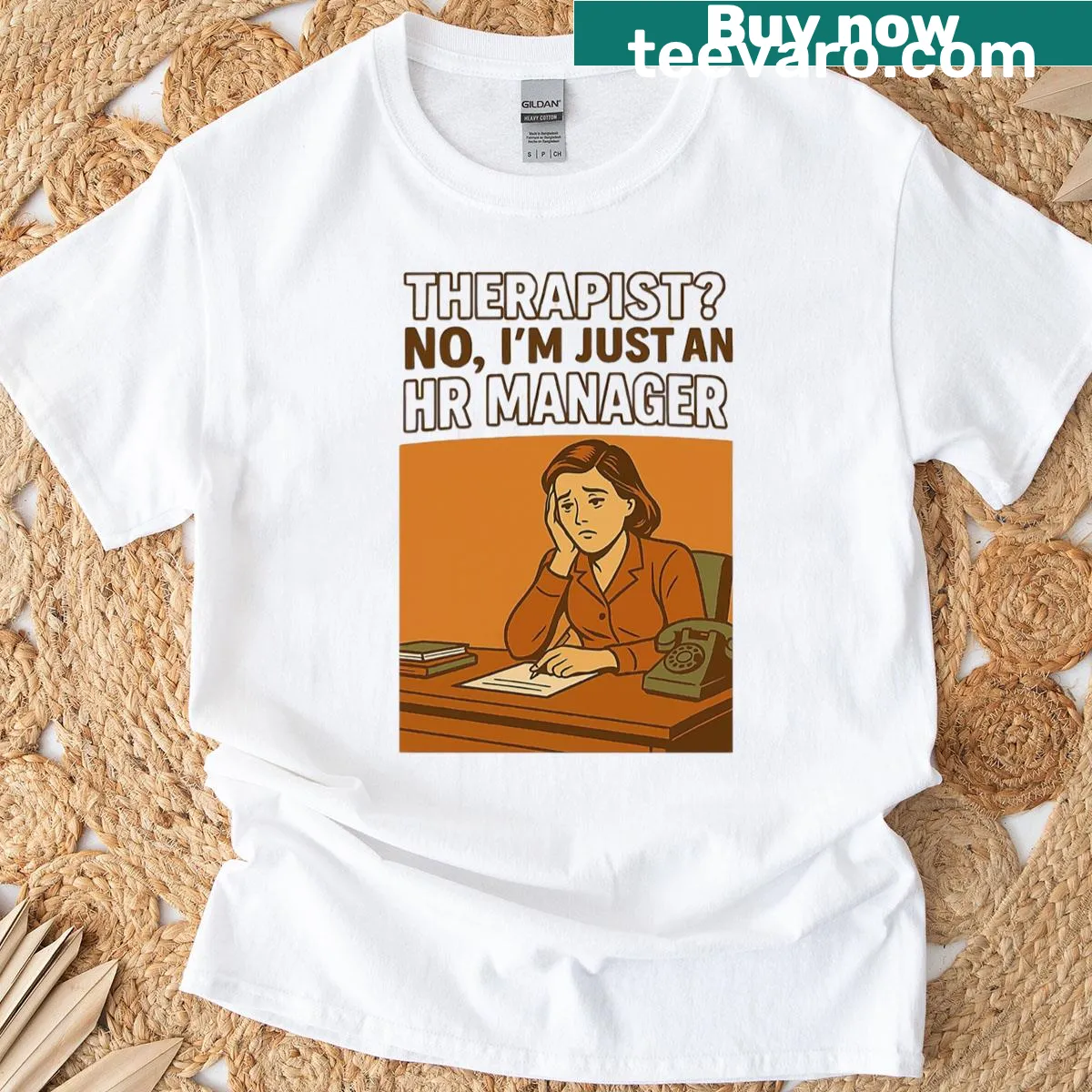 Funny HR manager T-shirt with retro design — on a men's t-shirt