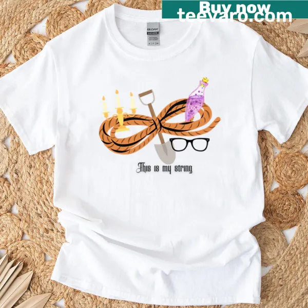 Simple text design on a shirt that reads 'This Is My String'