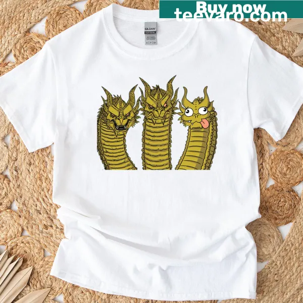 T-shirt featuring a meme about a three-headed dragon.