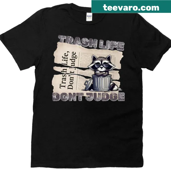 Funny raccoon wearing sunglasses with text 'Don't Judge'