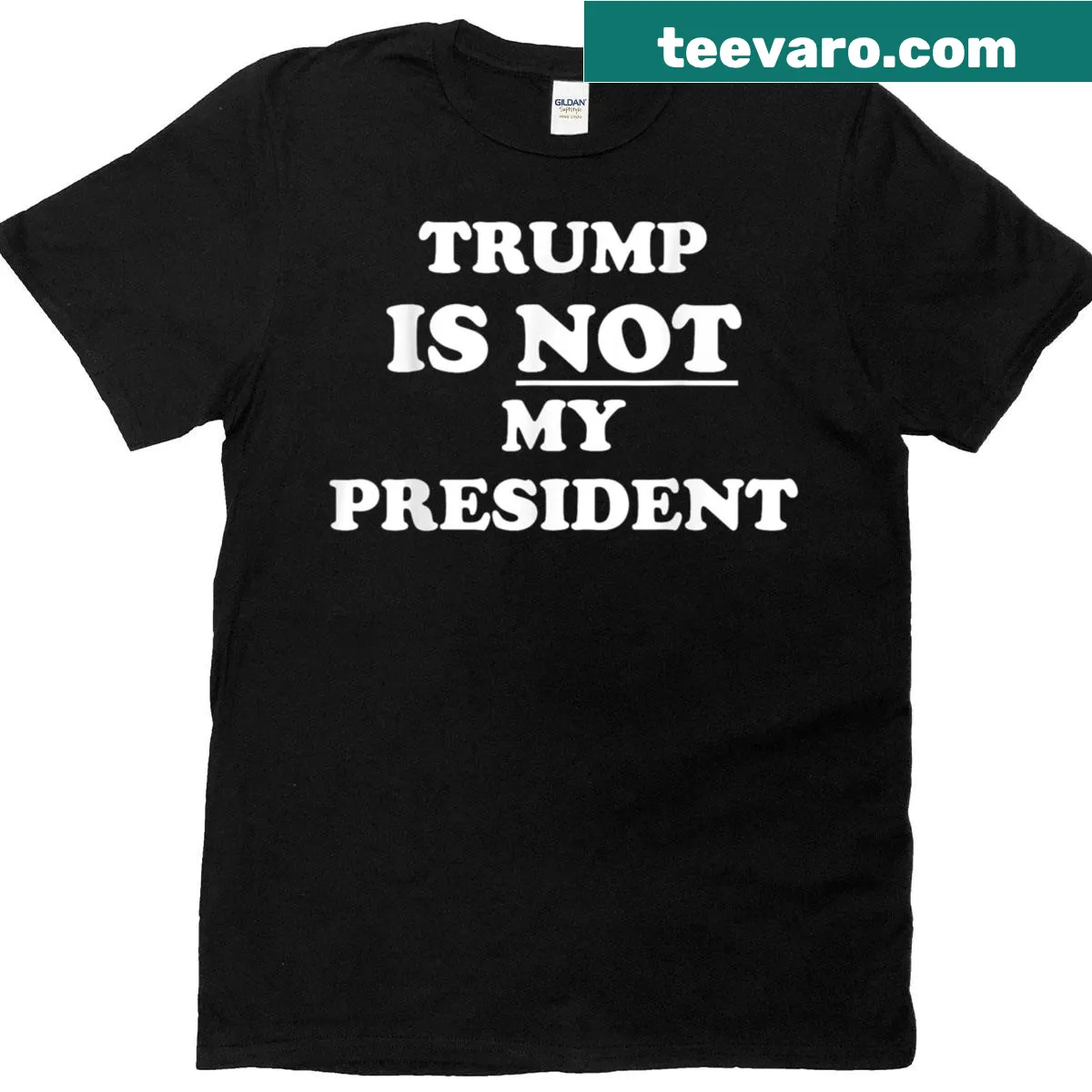 Political T-shirt featuring 'Trump Is Not My President' and 'Kamala 2024' text — on a men's t-shirt