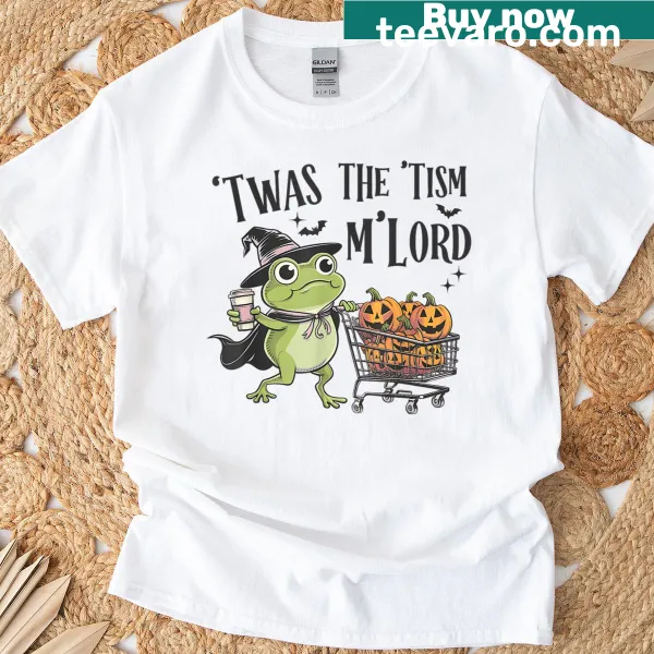 Frog wizard among pumpkins Halloween meme design T-shirt