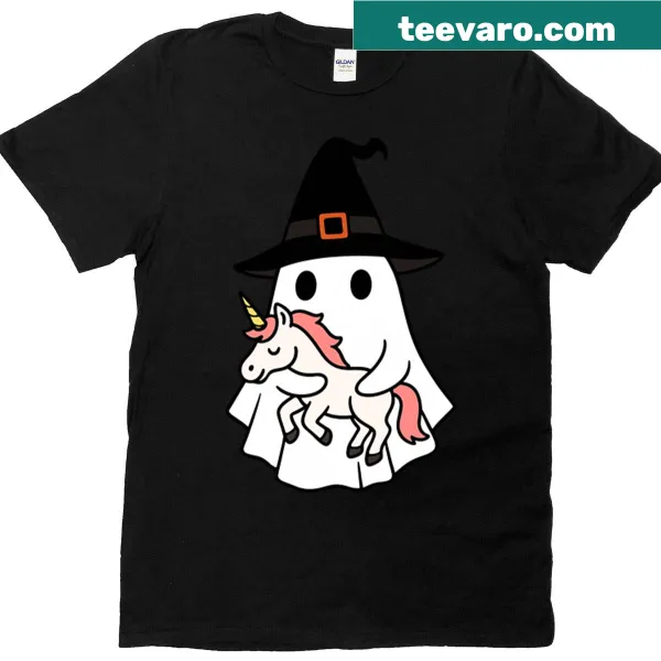 Cute unicorn wearing a witch hat on a Halloween t-shirt