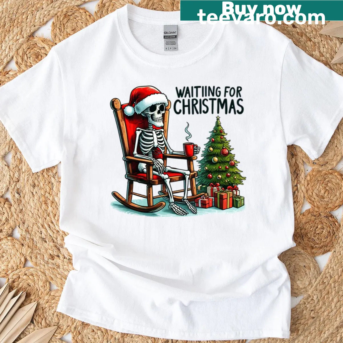 T-shirt with a festive graphic about waiting for Christmas. — on a men's t-shirt