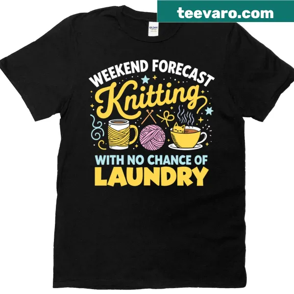 Funny knitting-themed t-shirt with yarn graphics