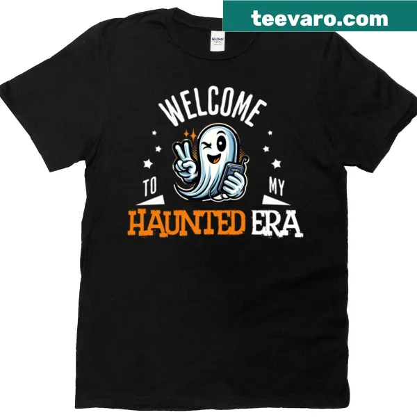 Oversized t-shirt with the phrase, 'Welcome To My Haunted Era.'