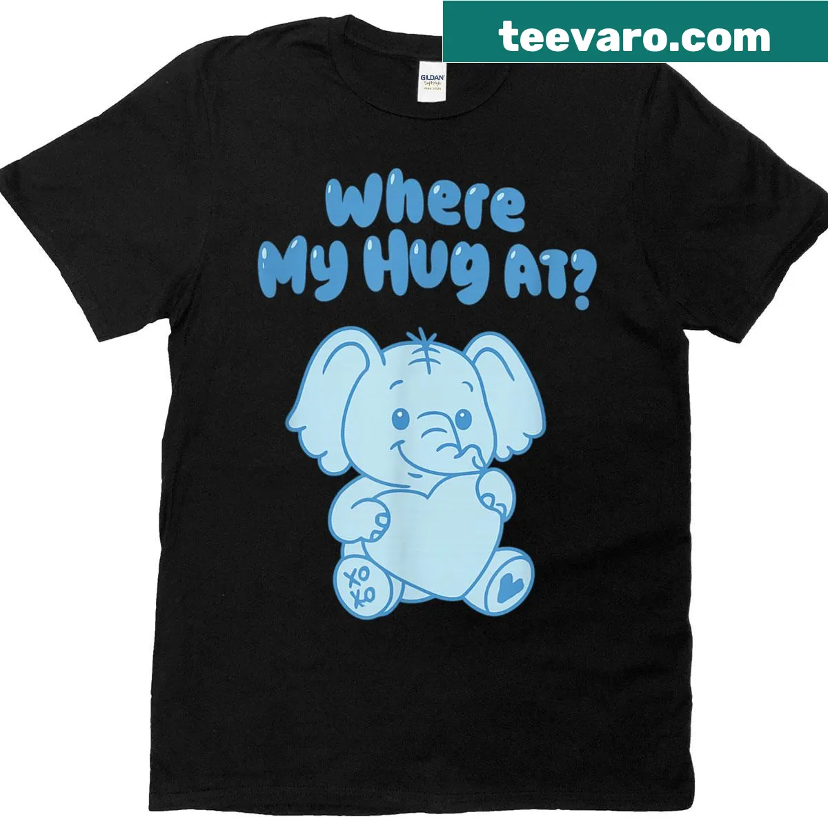 Cute elephant T-shirt with kawaii style and funny text — on a men's t-shirt