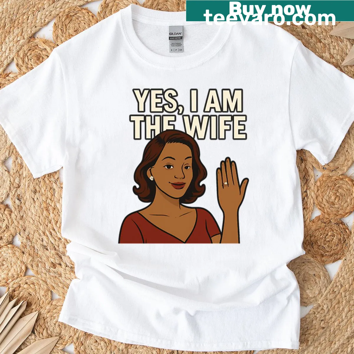 Oversized T-shirt with the phrase 'Yes I Am The Wife' — on a men's t-shirt