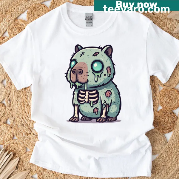 Oversized tee with a cute undead capybara graphic