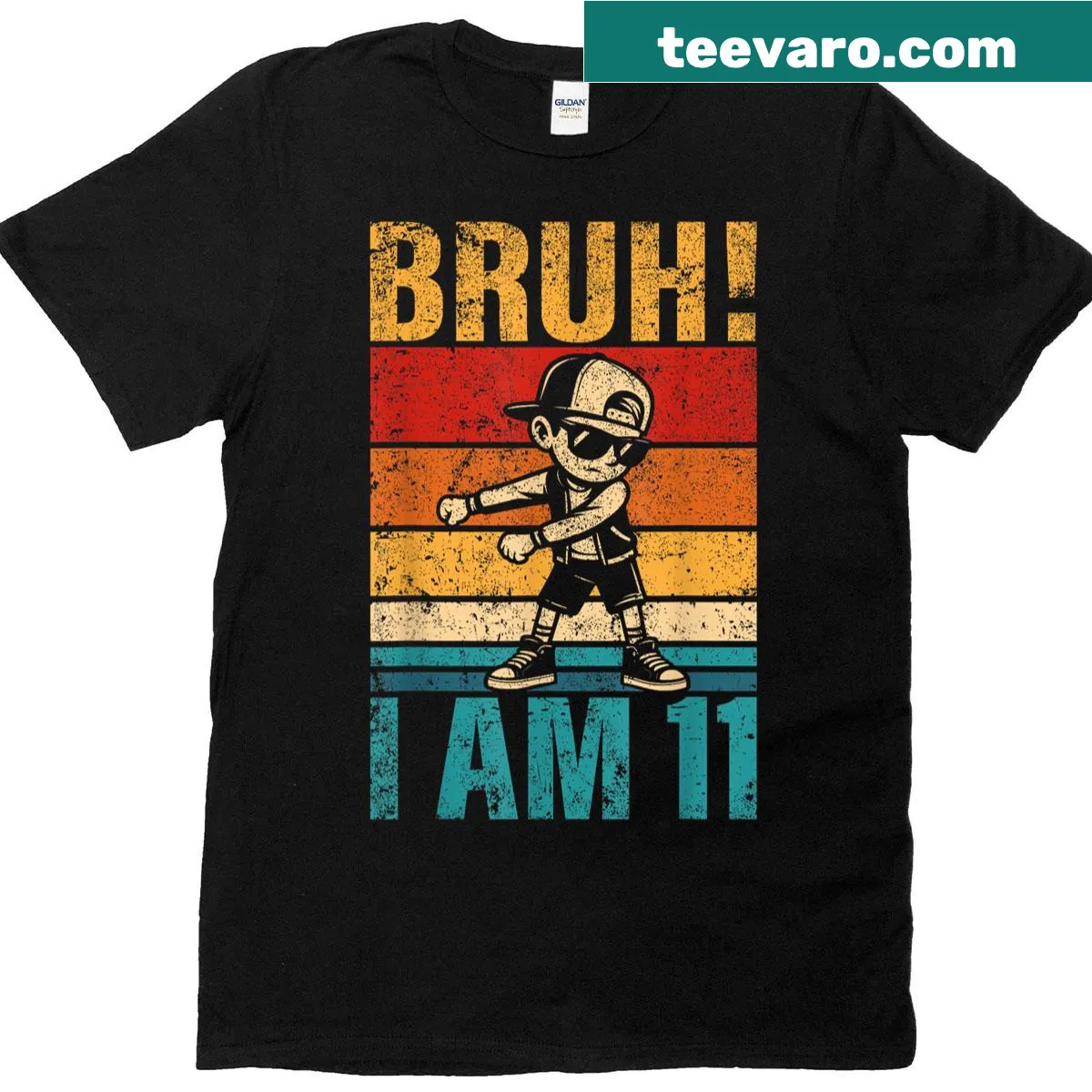 11th birthday t-shirt with a fun flossing graphic — on a men's t-shirt