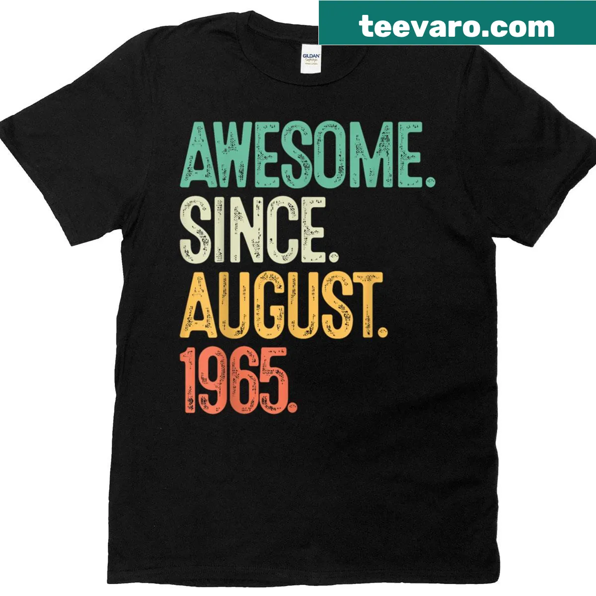 60th birthday T-shirt for men celebrating August 1965 — on a men's t-shirt