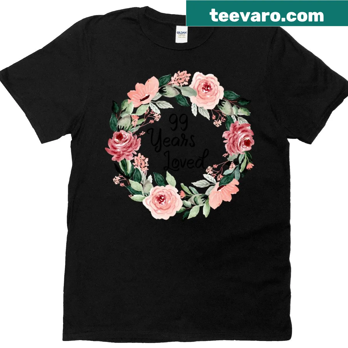99 Years Loved birthday shirt with elegant typography — on a men's t-shirt
