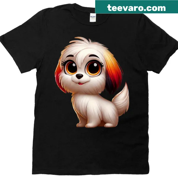 Illustration of a cute Coton De Tulear on a T-shirt