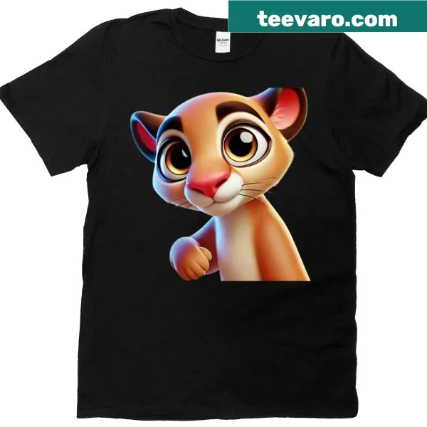 Oversized T-shirt with a cute illustration of a cougar