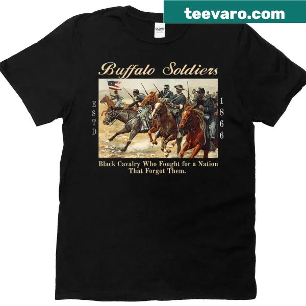 Buffalo Soldiers tribute shirt with bold military-themed graphic