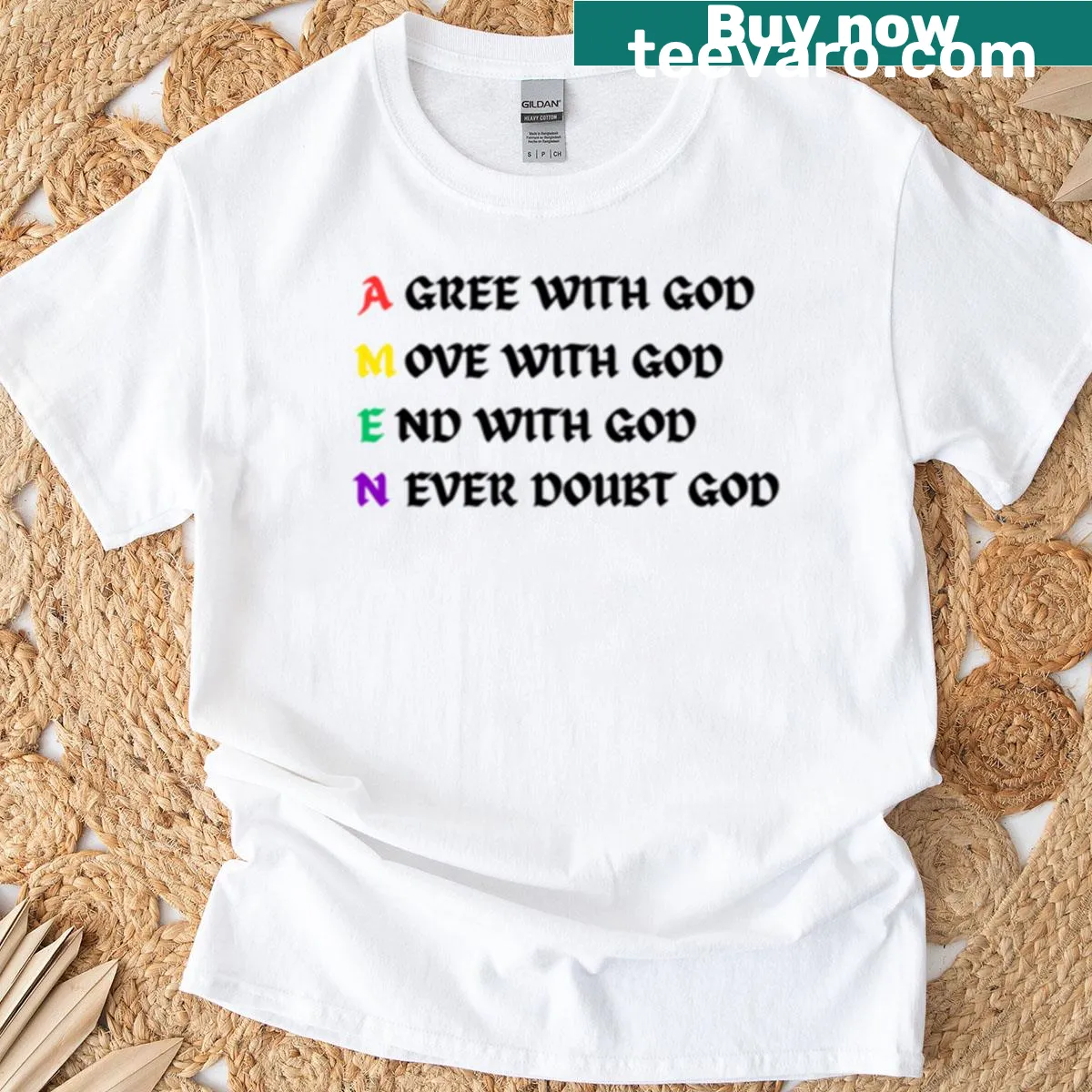 Inspirational faith t-shirt with uplifting typography — on a men's t-shirt