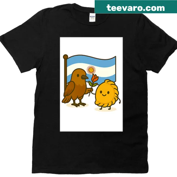 Oversized T-shirt with illustrations of the hornero and empanada
