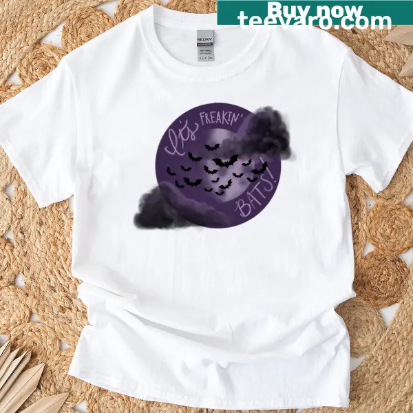 Playful T-shirt featuring multiple cartoon bats with the word 'Batty'