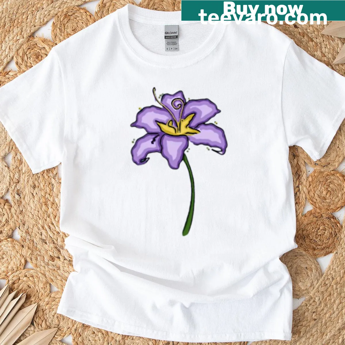 Floral illustration featuring a princess flower — on a men's t-shirt