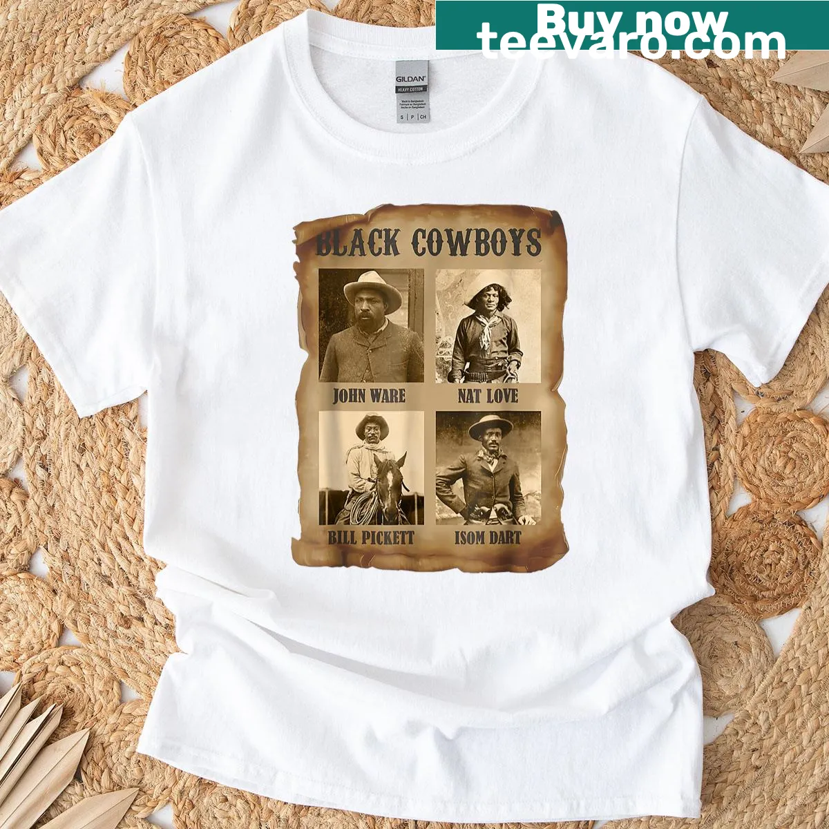 Vintage cowboy silhouette t-shirt honoring black history — on a men's t-shirt