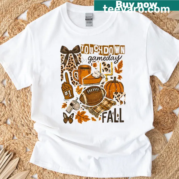 Boho floral t-shirt featuring football graphics for game day