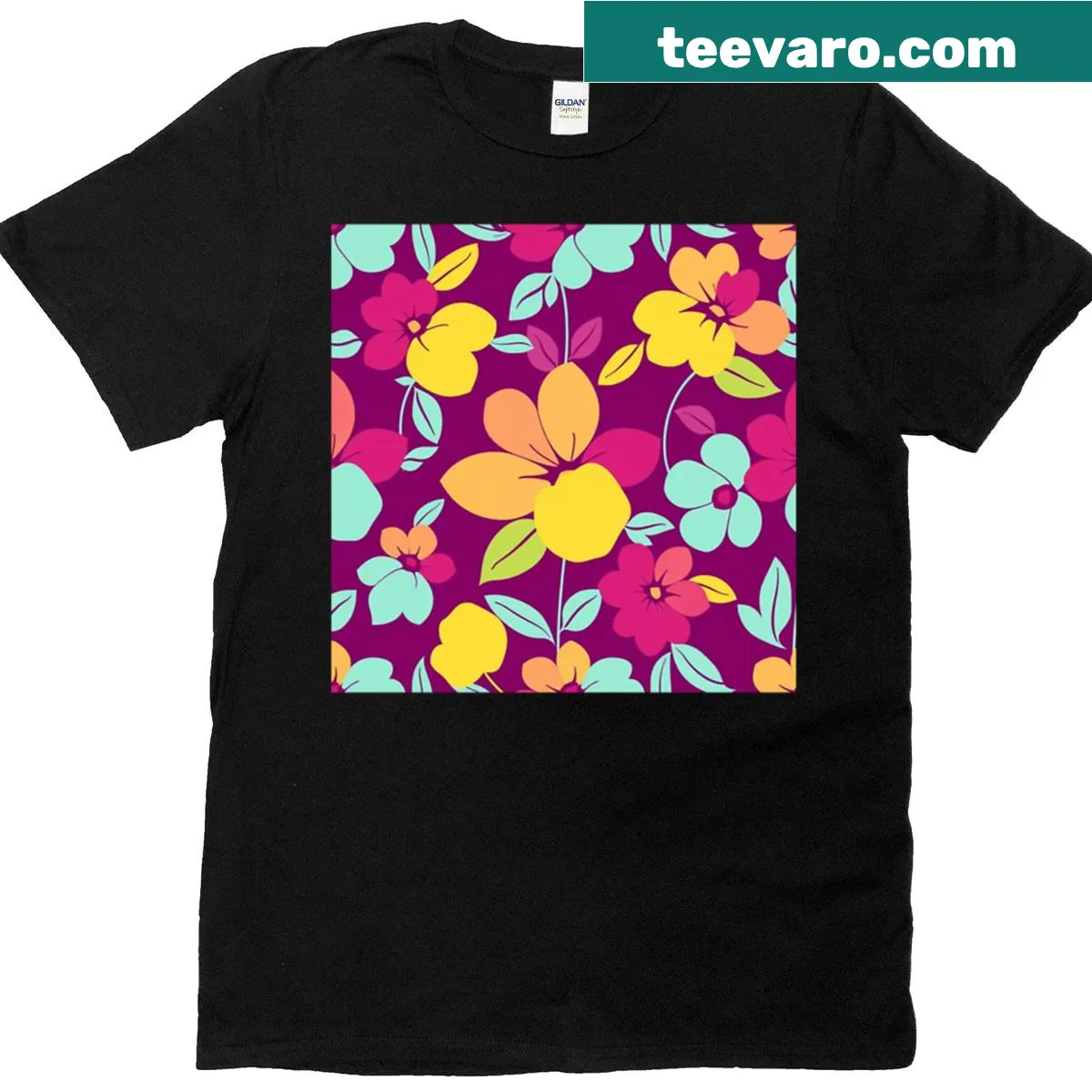 Floral seamless pattern t-shirt celebrating nature — on a men's t-shirt