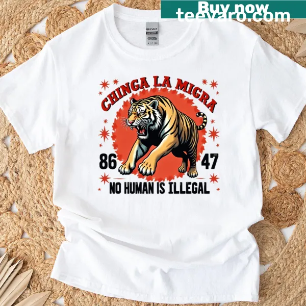 T-shirt with bold phrase promoting immigration rights