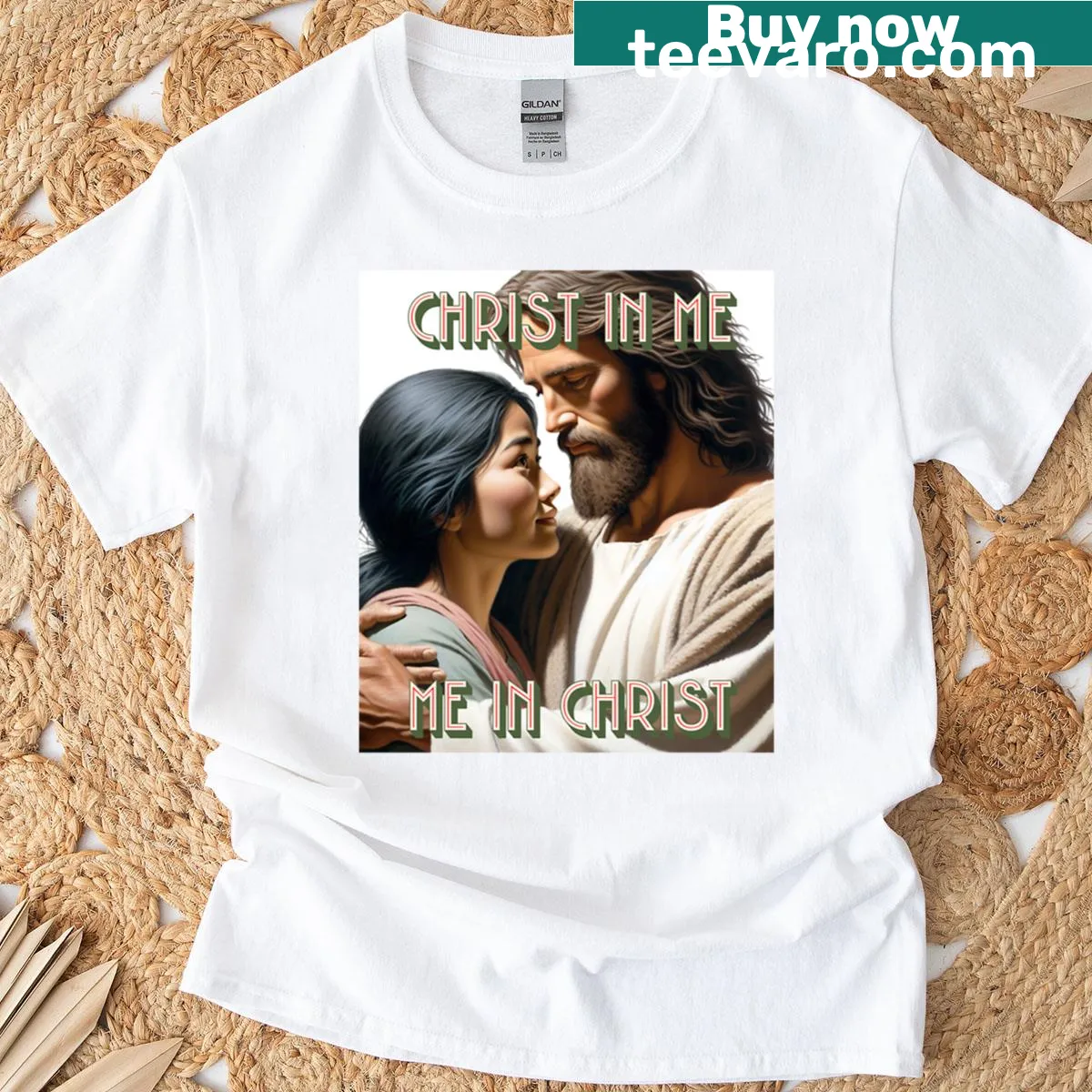 Oversized T-shirt with the text 'Christ In Me' for faith expression — on a men's t-shirt
