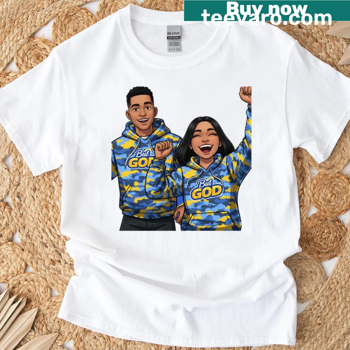Christian-themed T-shirt with a faith-centered graphic design — on a men's t-shirt