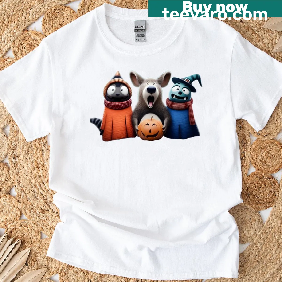 Funny Halloween t-shirt with a clumsy character in costume — on a men's t-shirt