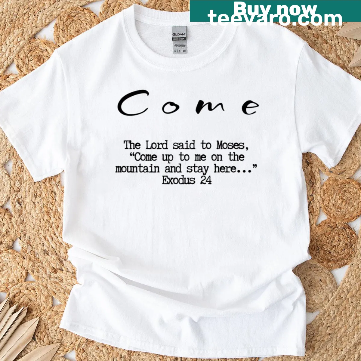 Inspirational T-shirt with biblical quote design. — on a men's t-shirt