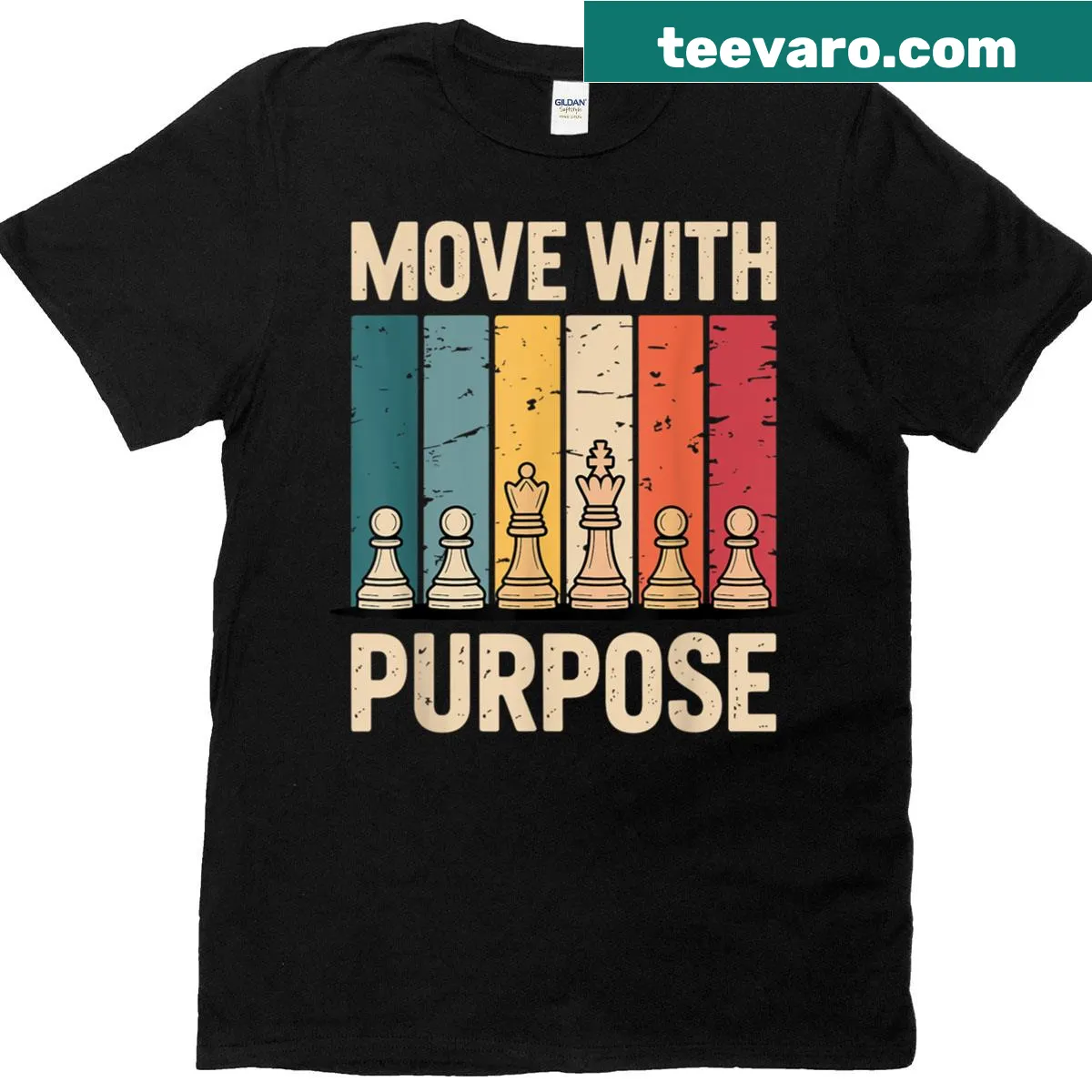 Illustrated chess pieces on a T-shirt for chess lovers — on a men's t-shirt