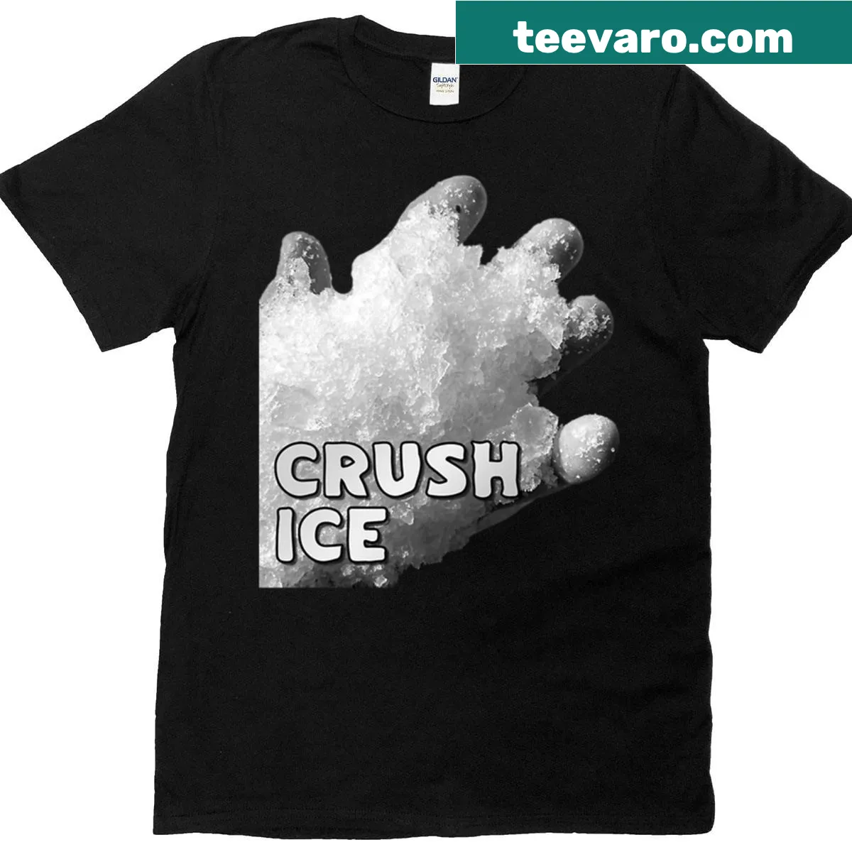 T-shirt featuring the phrase 'Crush Ice' in a fun font — on a men's t-shirt