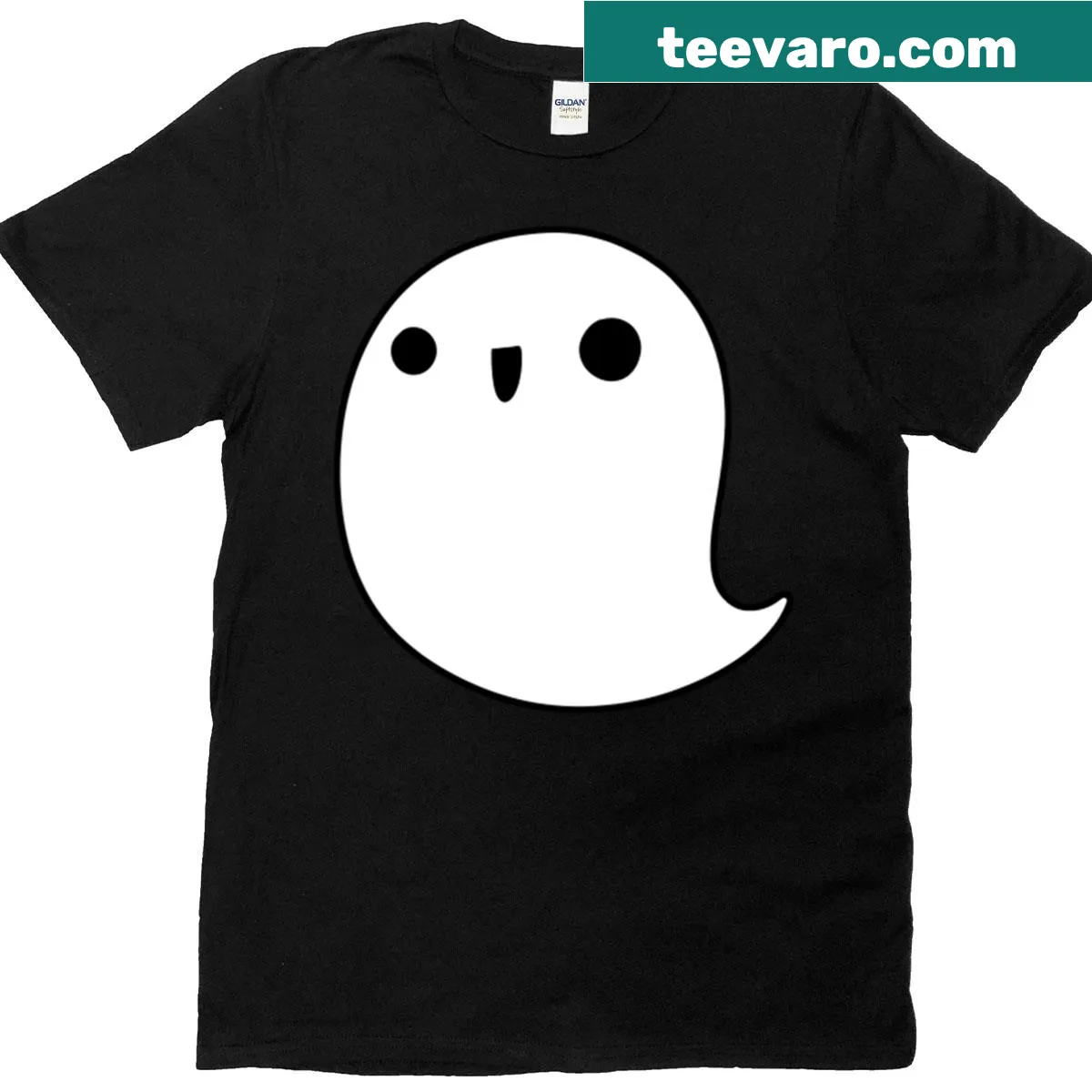 Cute Halloween T-shirt with a friendly ghost graphic — on a men's t-shirt