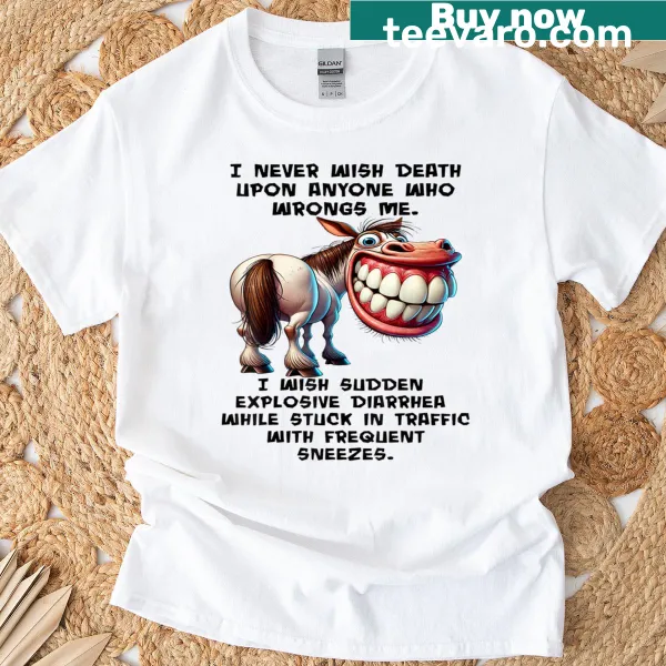 Wholesome T-shirt with horse design and positive message.