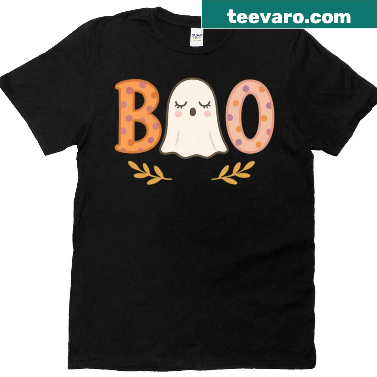 Adorable pastel ghost graphics on Halloween T-shirt for kids — on a men's t-shirt
