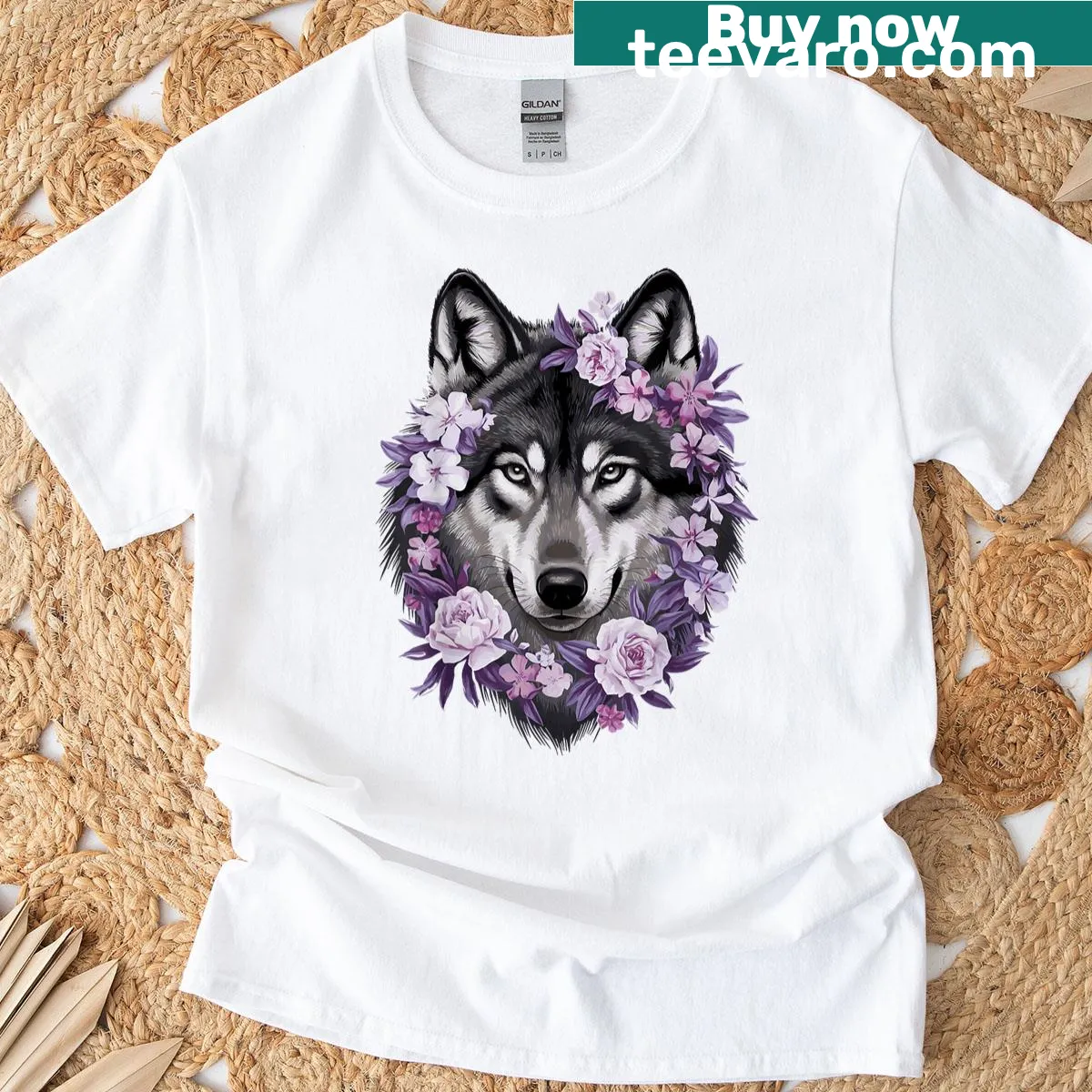 Artistic T-shirt featuring wolves in a pack — on a men's t-shirt