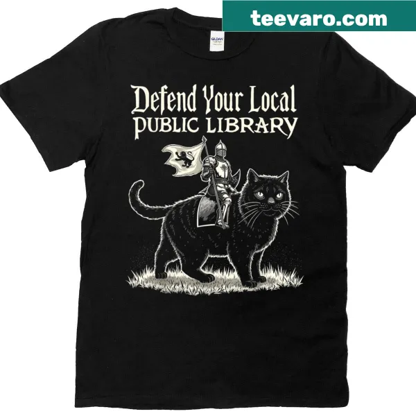 Funny knight cat graphic on a book lover T-shirt