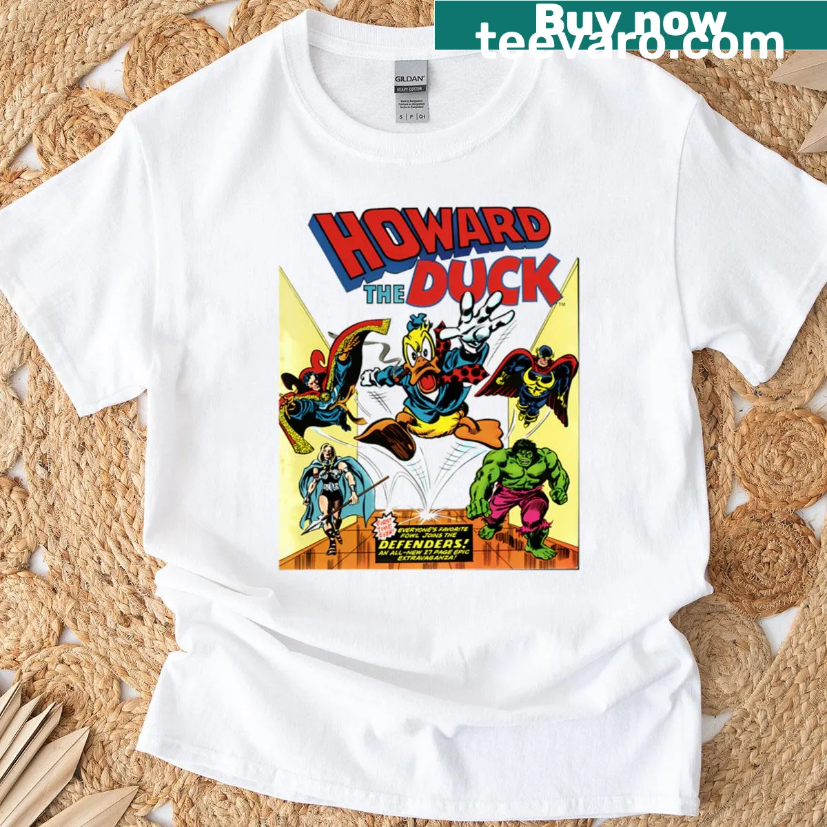 Illustration of Howard the Duck on T-shirt for fans — on a men's t-shirt