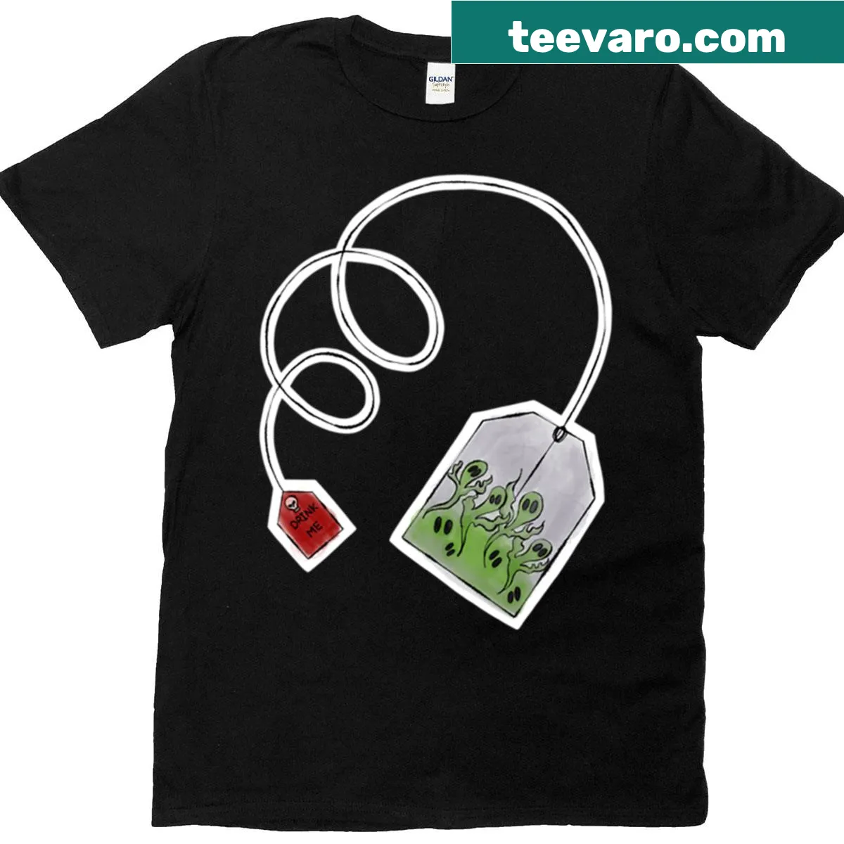 Whimsical T-shirt with the phrase 'Drink Me' in playful typography — on a men's t-shirt