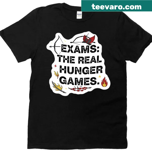 Funny shirt depicting exams as 'The Hunger Games'.