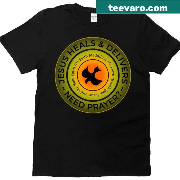 Illustrative T-shirt with a medallion and sunrise prayer theme
