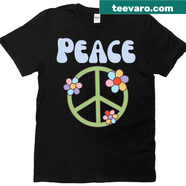 T-shirt with 'Faith' and peace sign graphic design.