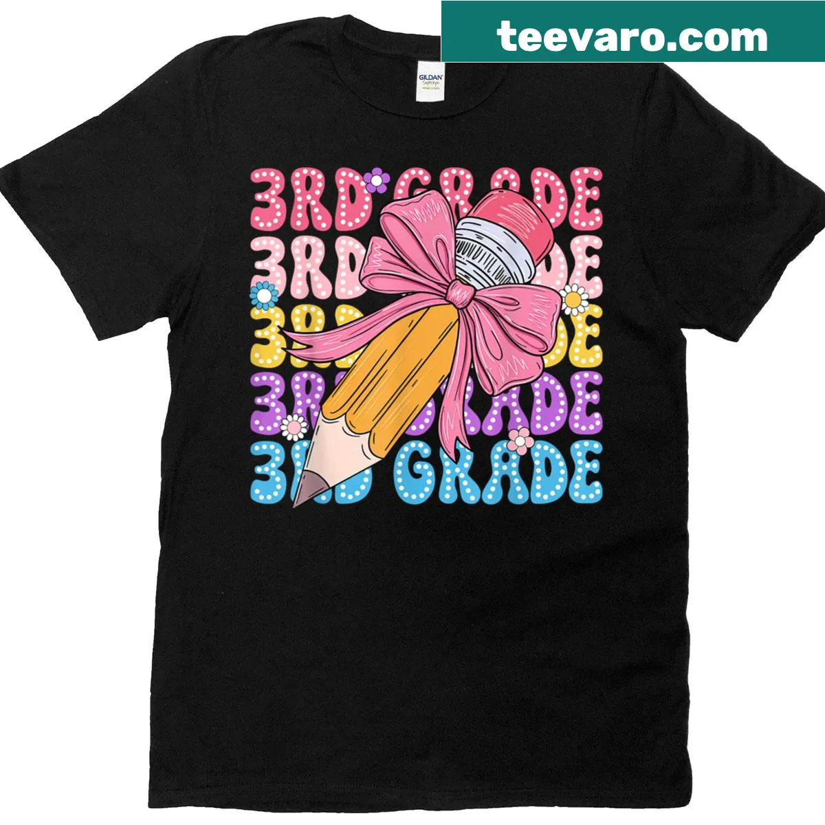 T-shirt for girls saying 'First Day Of 3rd Grade' with a bow — on a men's t-shirt