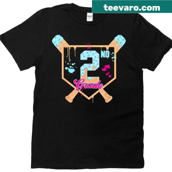 Fun shirt with ice cream drip and baseball theme for 2nd grade.