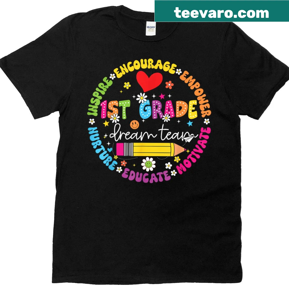 Back-to-school T-shirt for first-grade teachers and students. — on a men's t-shirt